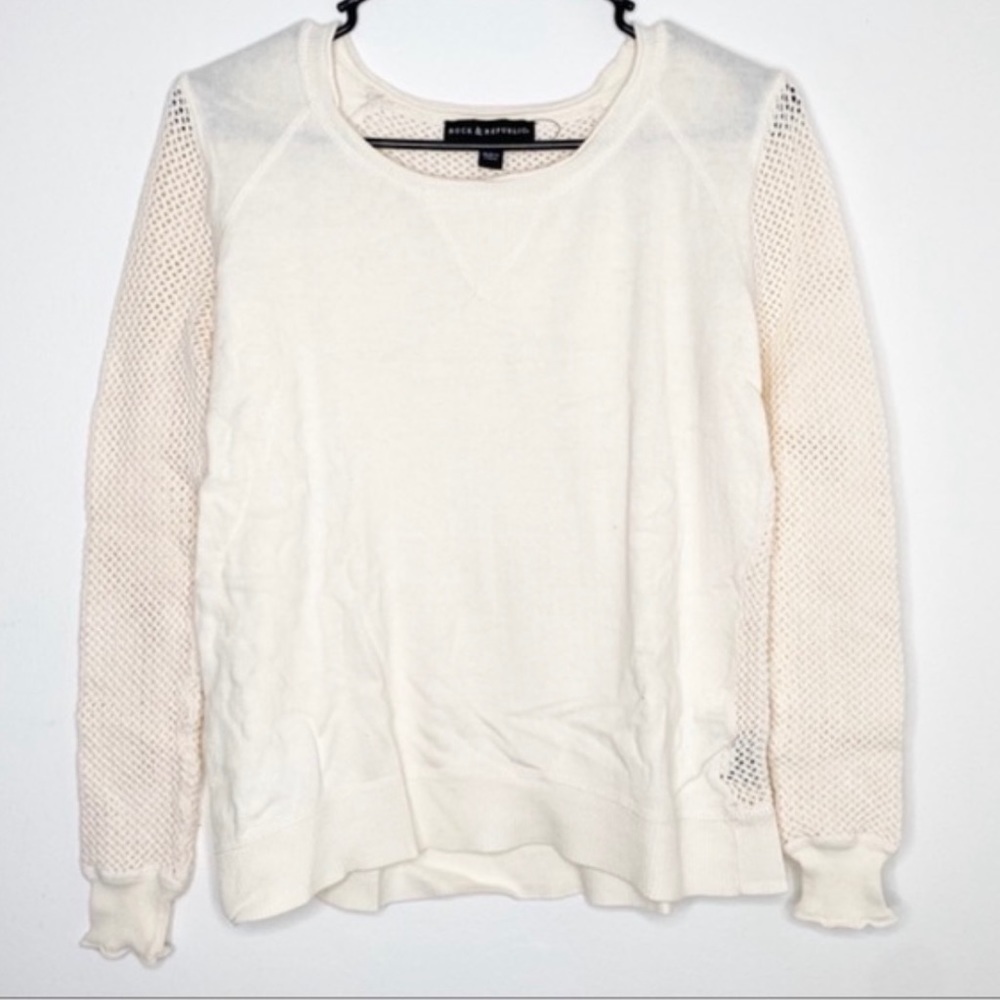 Rock and Republic cream hi lo waffle knit sweater